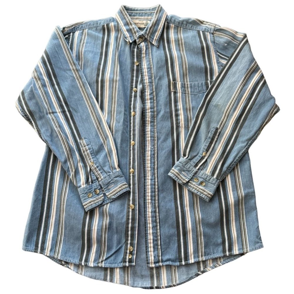 VINTAGE BLUE BUTTON DOWN LONG SLEEVE SIZE MEDIUM SHIRT‎ | Z1